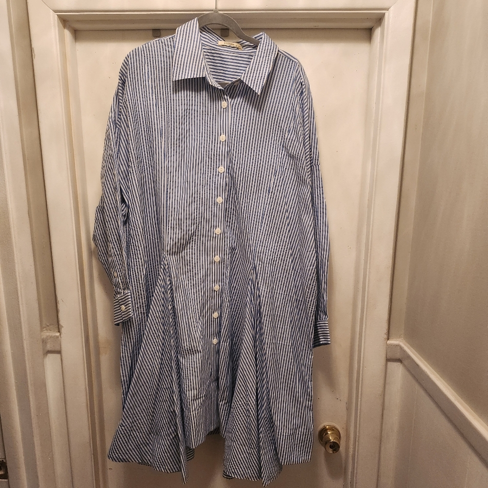 Pin stripped pleated dress